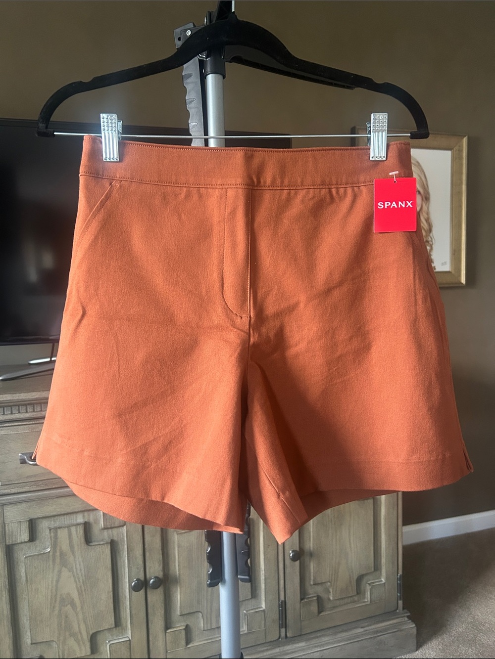 SPANX High Waist Stretch Shorts in Bronze Glow